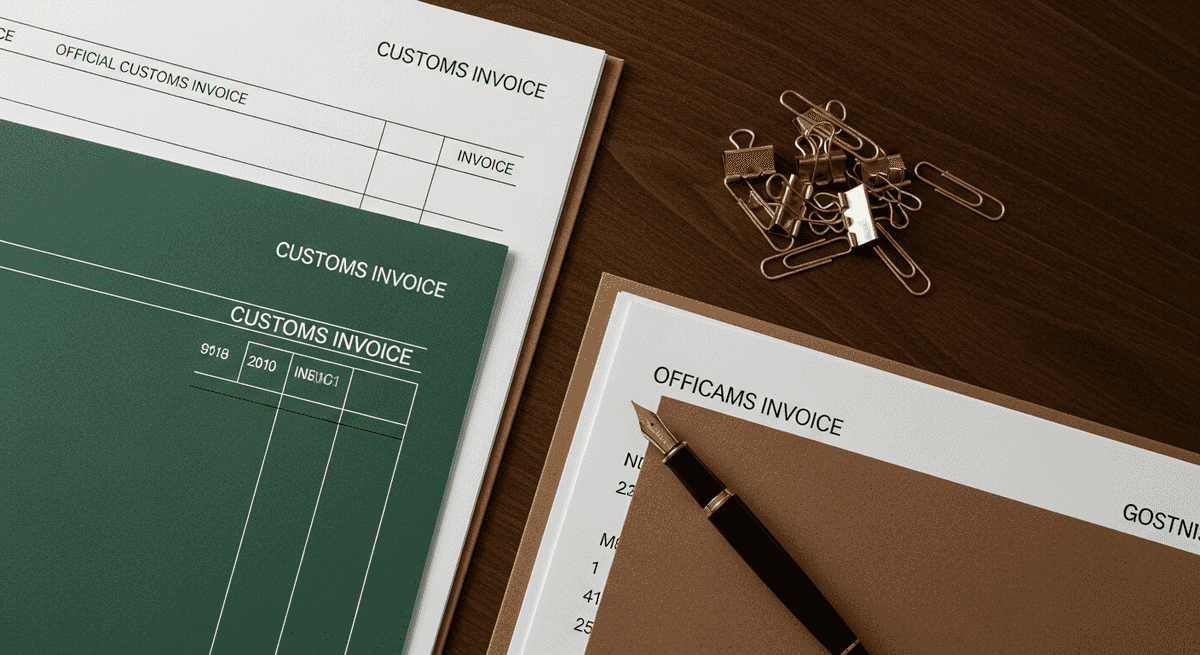 Abstract illustration of customs invoice documentation