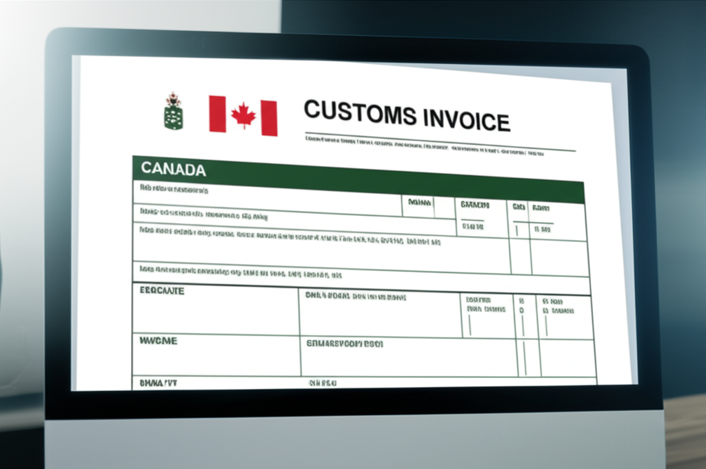 Blog featured image: A canada customs invoice on a computer screen. do not include any text